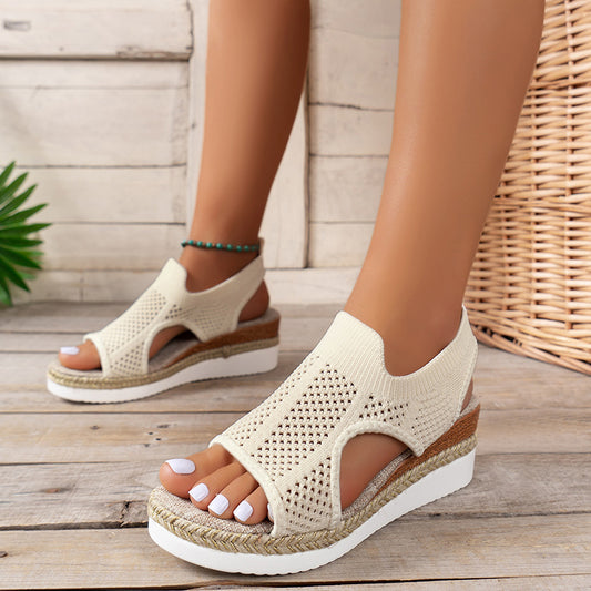 Sandales Compensées Tissées - Élégance et Confort Estival